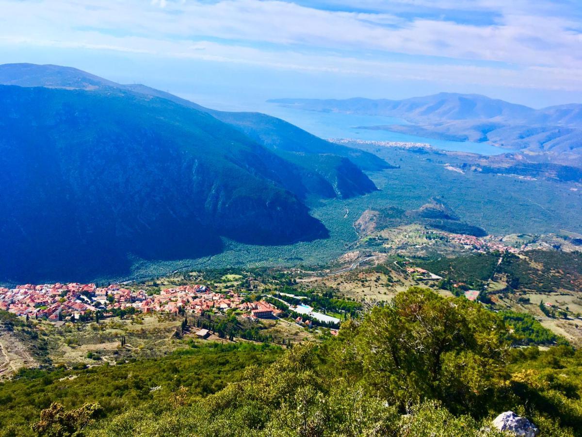 Delphi Celebrity V I P The Navel Of The Earth, Center-Delphi-Penthouse Galaxy&Sky Panoramic View, Harmony&Yoga Appartement Buitenkant foto